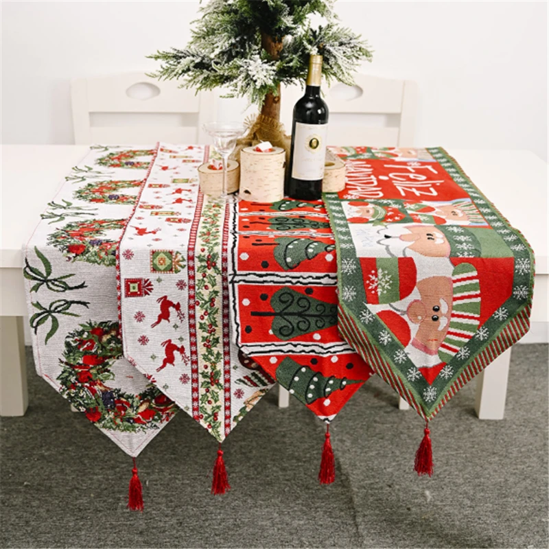 

2020 Table Runner Christmas Decoration Knitted Fabric Table Runner Creative Christmas Tablecloth Table Decoration